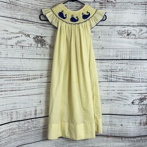 Born to be Sassy Dress girls Sz 7 T embroidered seersucker ruffle sleeve cotton